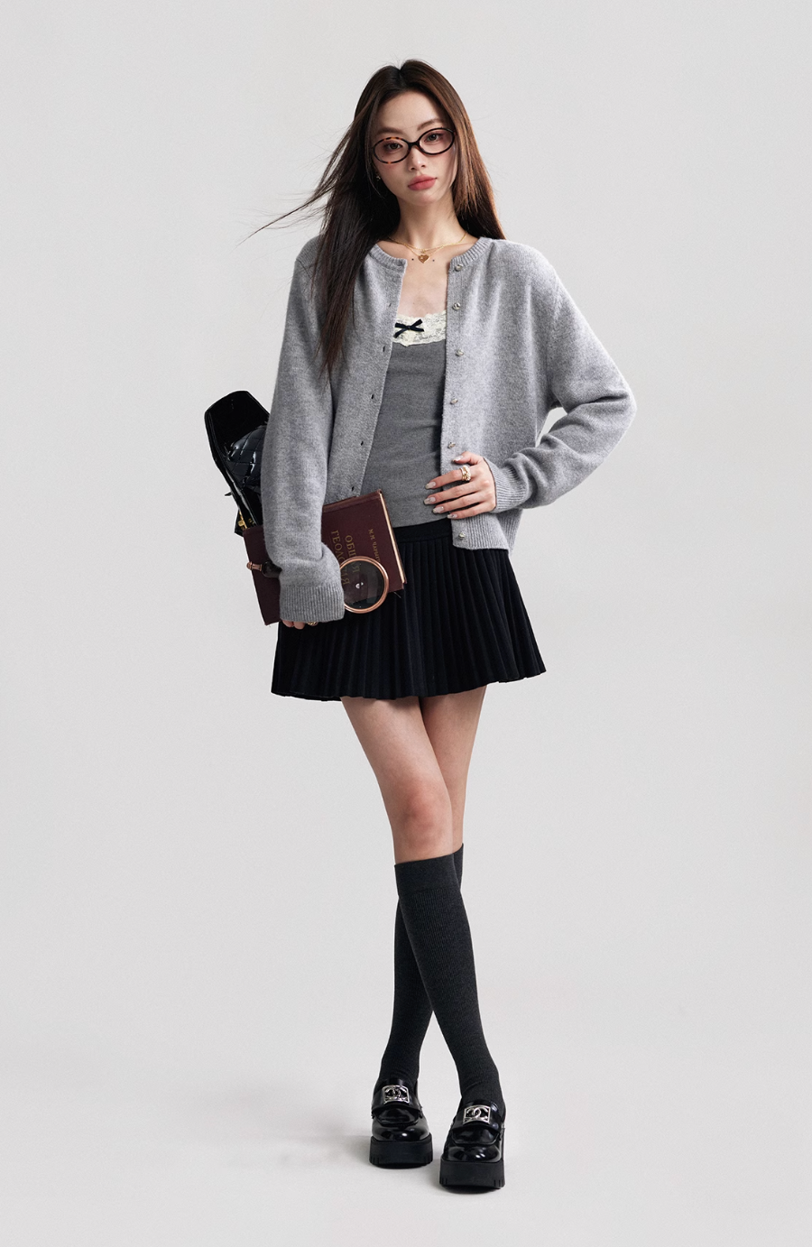 Grey long sleeve cardigan