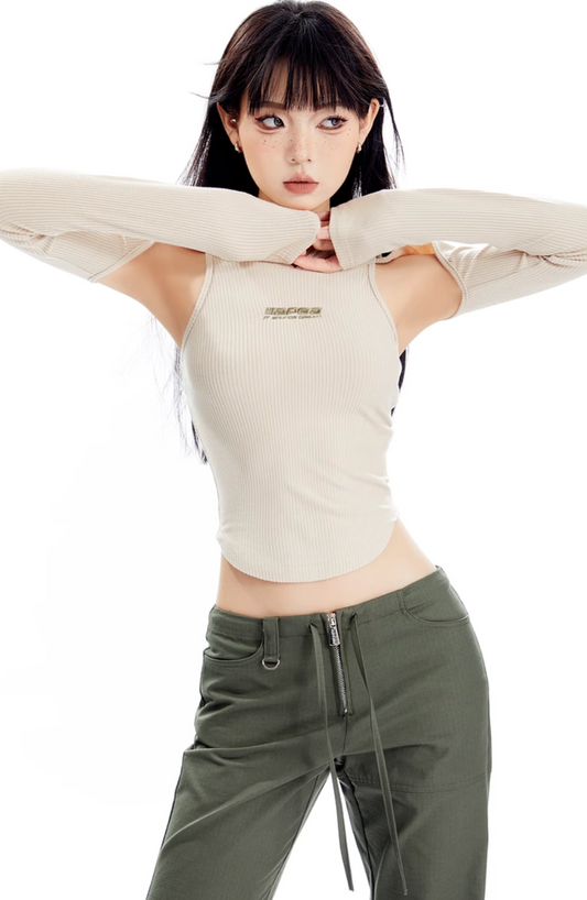 Beige yoga top