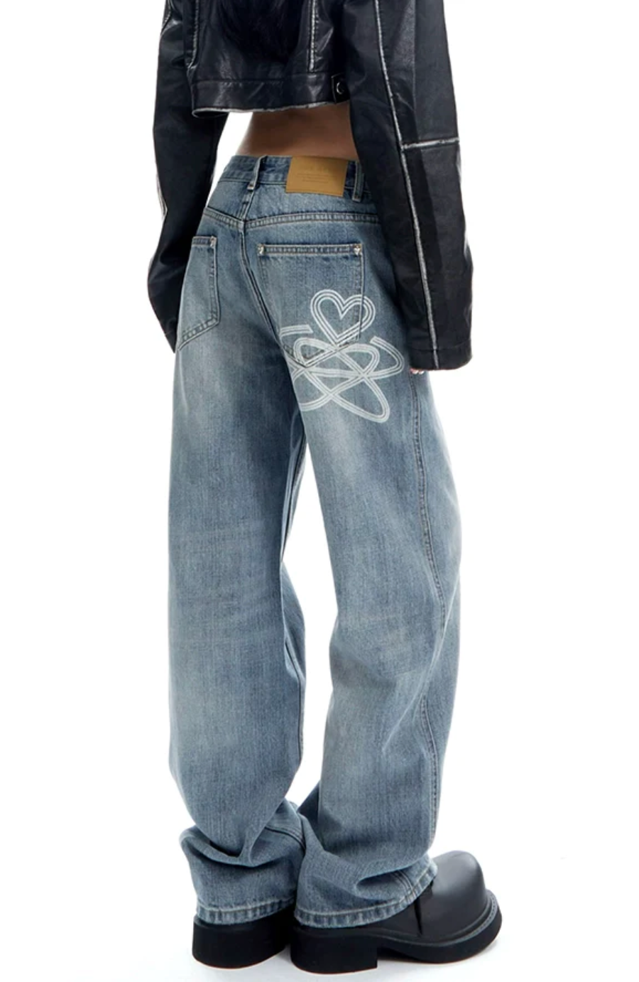 Logo low waist washed denim jeans