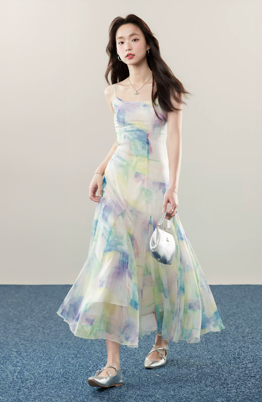 Iris multicolor long slimming dress