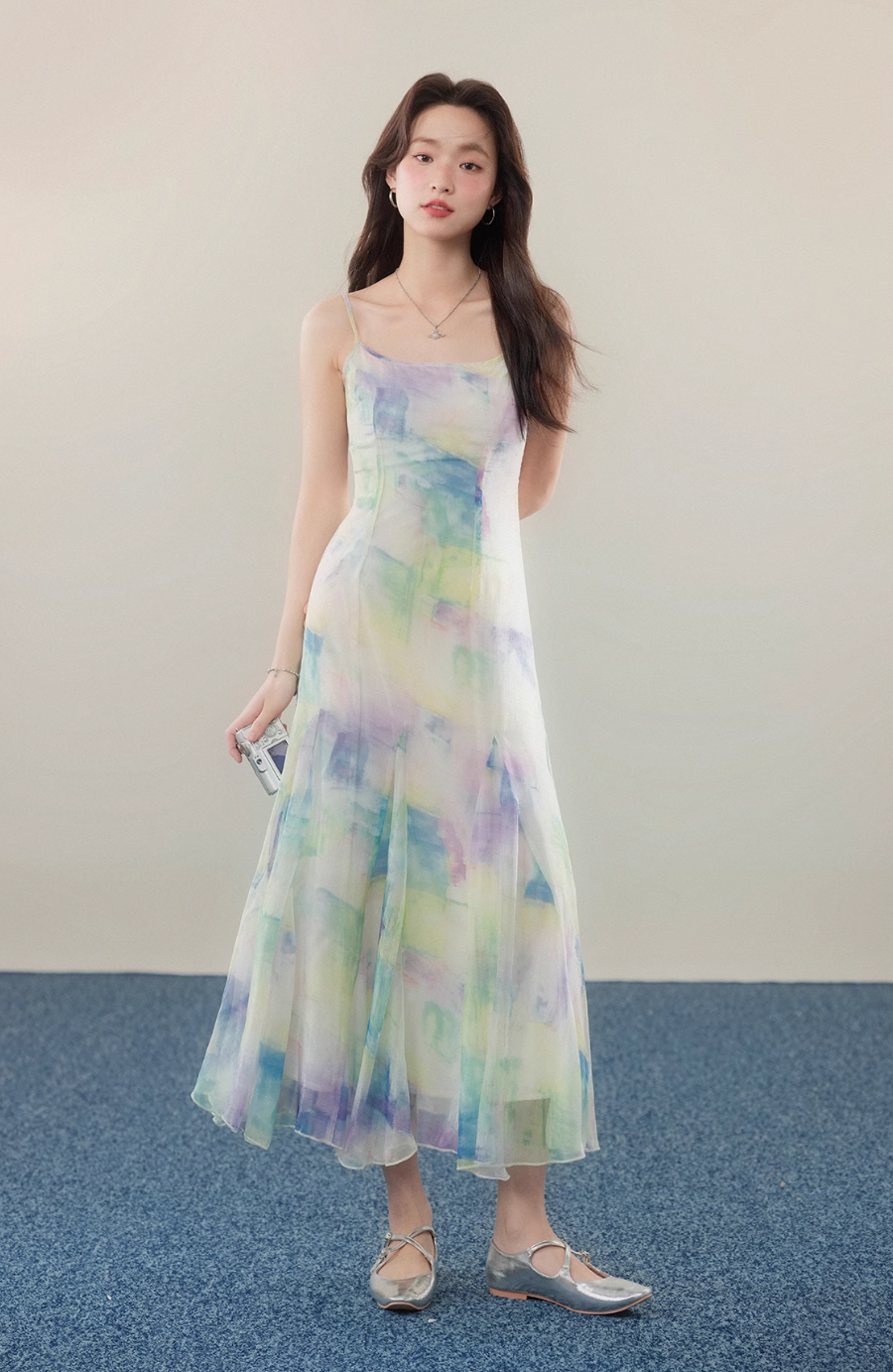 Iris multicolor long slimming dress