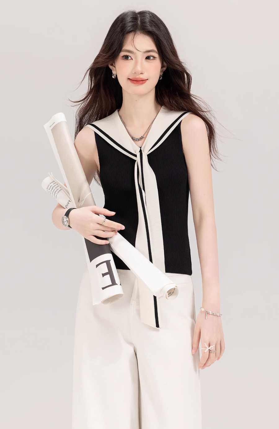 Black and white sailor top