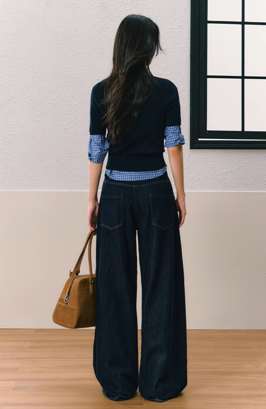 Blue sweater and shirt look