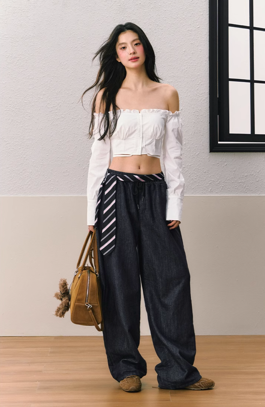 Dark blue loose pants