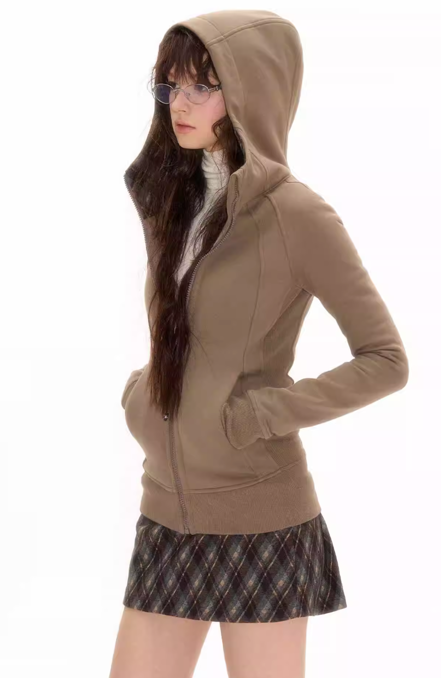 Brown hooded sweater jacket