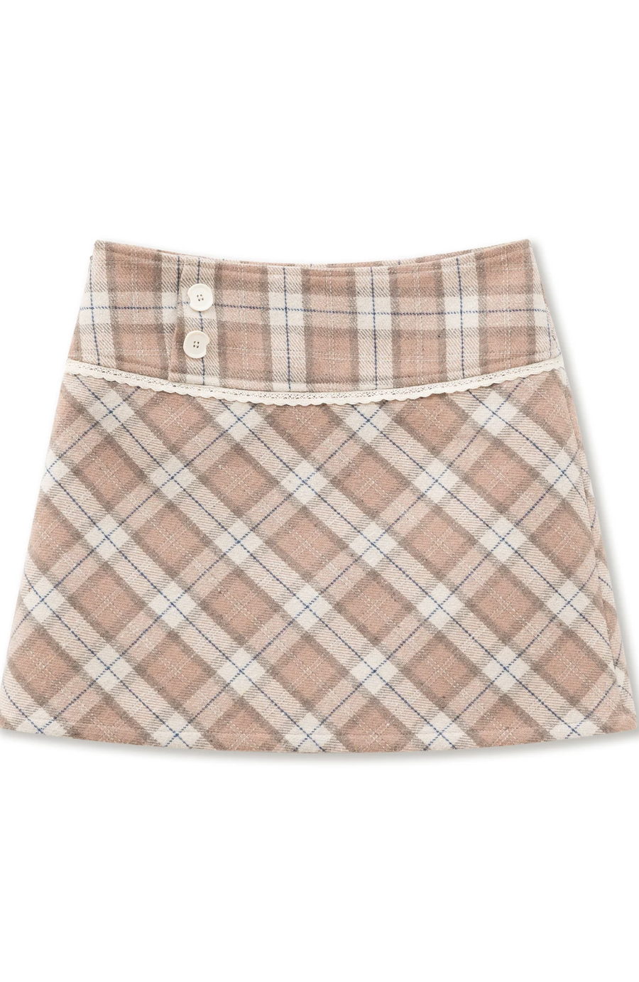 Pink plaid checked mini skirt