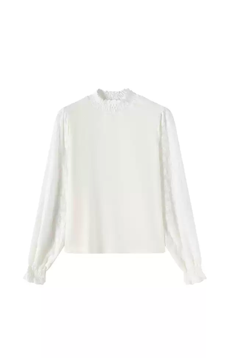 White ruffled blouse