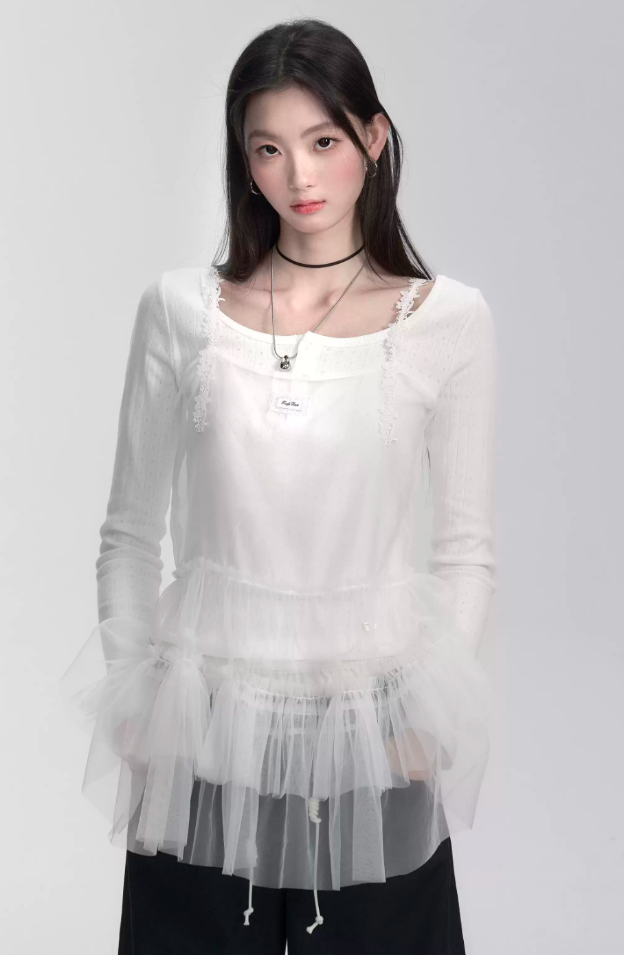 Ballet style double-layered patchwork suspender top